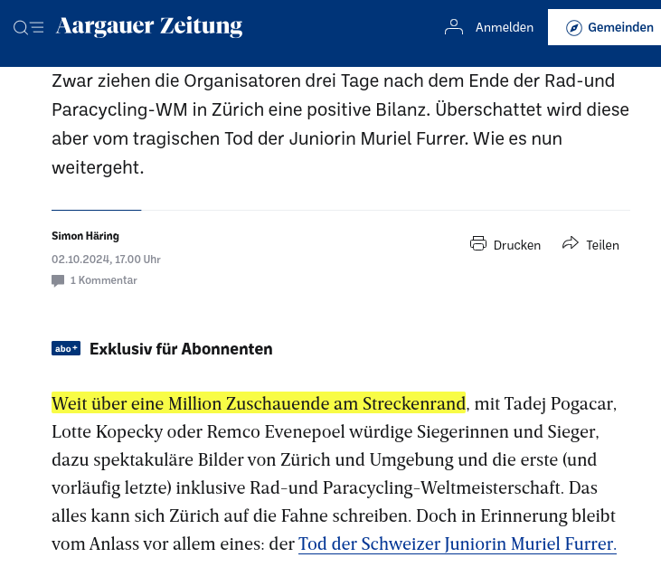 barbouillech's tweet photo. Ich habe fast meinen Espresso über die Tastatur rausgespuckt. Weiss nicht, ob ich lachen oder weinen soll.
Hätte @zurich2024 mehr zuschauende Streckenposten gehabt, hätte man vielleicht Muriel Furrer retten können. #zurich2024 #radwm https://t.co/ajq8oZ02eN