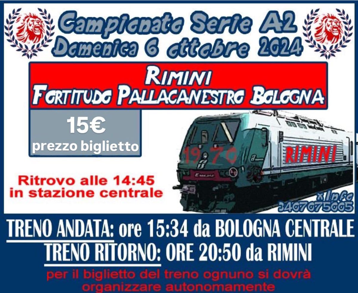 Fossa1970's tweet photo. La FdL organizza la trasferta di domenica 6 ottobre in Treno a Rimini! Prezzo biglietto della partita: 15€.
Appuntamento  alle ore 14:45 in stazione centrale! Per il biglietto della partita  contattare il numero Fossa 340 7075005, per il biglietto del treno  ognuno per se. https://t.co/QLIZ91N8vh