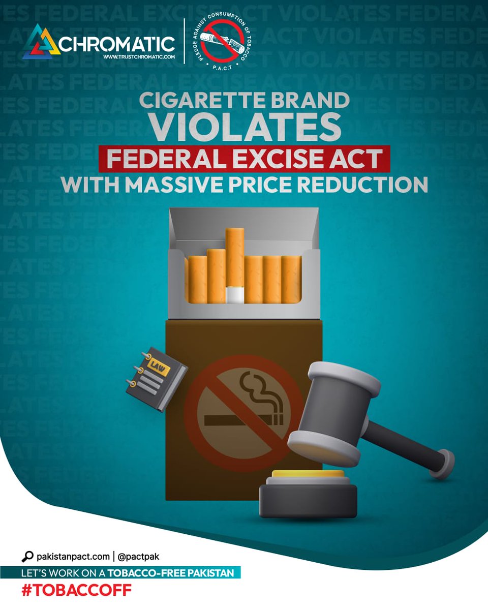Pledge Against Consumption of Tobacco (@pactpak) on Twitter photo A cigarette brand has dropped its prices from 550 PKR to 283 PKR, illegally violating the Federal Excise Act 2005. This move not only breaks the law but also causes a massive loss in national revenue that could support healthcare. <a href="/GovtofPakistan/">Government of Pakistan</a>
action is needed now. A cigarette brand has dropped its prices from 550 PKR to 283 PKR, illegally violating the Federal Excise Act 2005. This move not only breaks the law but also causes a massive loss in national revenue that could support healthcare. <a href="/GovtofPakistan/">Government of Pakistan</a>
action is needed now.