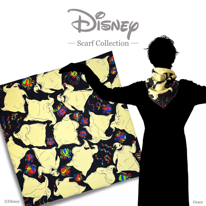 【<Disney>Scarf】-OOGIE BOOGIE-『ナイトメア ビフォア クリスマス』のウギー・ブギーデザインサイケチックでおどろおどろしい雰囲気抜群スカーフに包まれた中身が気になりそう………なコーデをしてみては#ディズニー #Disney #ウギーブギー #ナイトメアビフォアクリスマス 