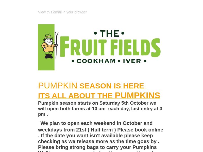 🎃🍂 Pumpkin season has arrived! Join us at our farms for some pumpkin picking fun. Book online now: thefruitfields.co.uk/?mptk=085d2c56… #PumpkinSeason