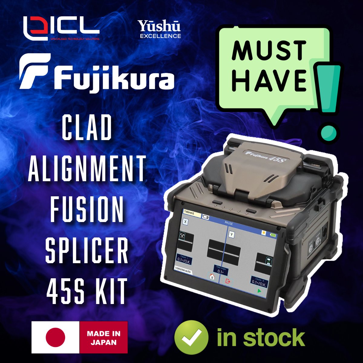 IC_Logistix's tweet image. Meet the FUJIKURA 45S Splicer – Your Ultimate Clad Alignment Fusion Splicer! 🌐✨ Revolutionizing the fiber preparation process with simultaneous stripping, cleaving, and setting. 

 #fiberoptics #TechInnovation #cladalignment
