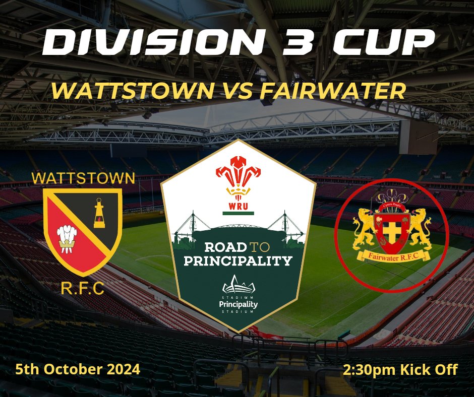 WATTSTOWNRFC's tweet image. This is where it starts...

The team are looking forward to welcoming @FairwaterRFC to the Memorial Park this coming weekend for the first round of the Division 3 Cup! 2:30pm Kick Off!

#COTT #COMMUNITYCLUB #ROADTOTHEPRINCIPALITY

🔴⚫🏉🦆
