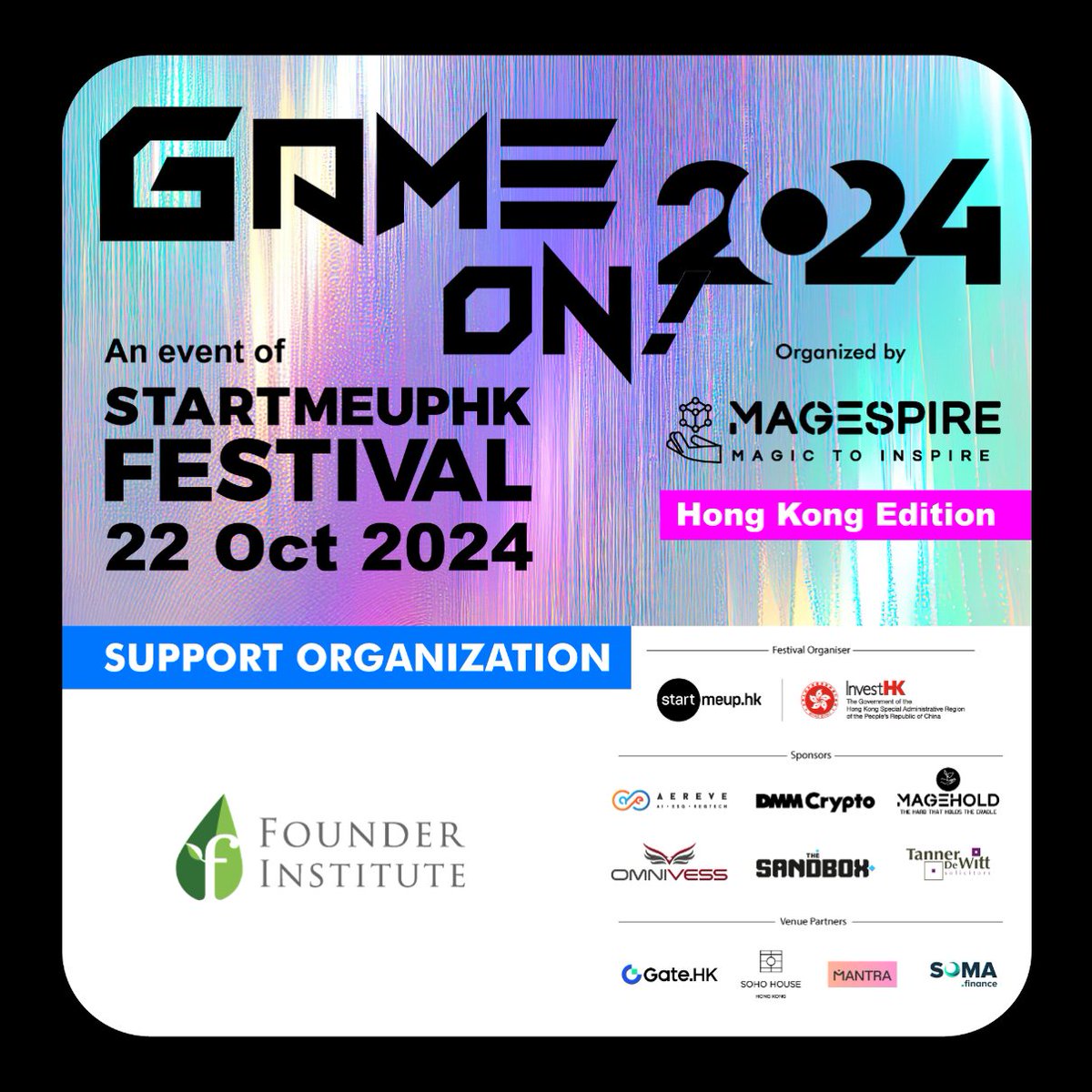foundinghk's tweet image. Level Up Your Experience! 
Ready to dive into the ultimate fusion of #Gaming, #Art, #Music, and #Entertainment? Join us at Game On! 2024 on 22nd Oct .Whether you&apos;re a gamer, artist, or just curious about the future of entertainment, join us!
More details: gameon.io