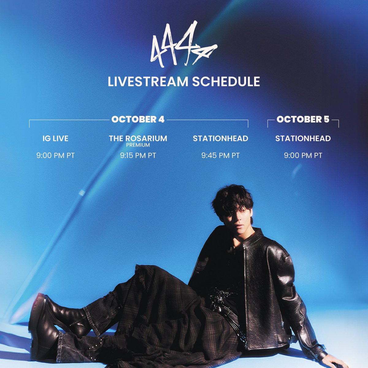 [4444] Livestream Schedule 

10.04.2024 @ 9PM (PT) / 10.05.2024 @ 12AM (ET)  

10.05.2024 @ 9PM (PT) / 10.06.2024 @ 12AM (ET) 

#WOOSUNG44 #ForgetForever