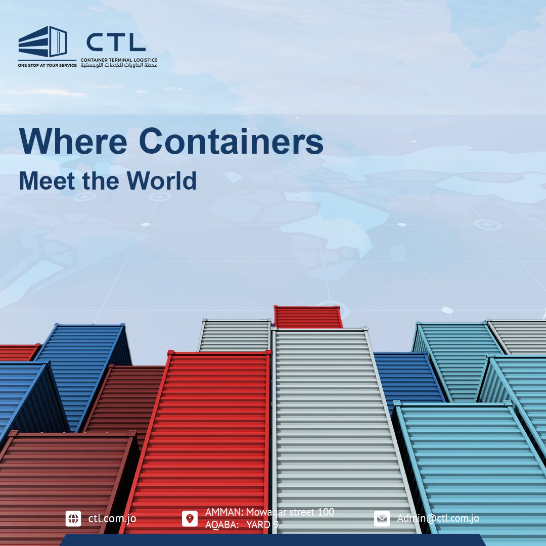 CTL_Logistics's tweet image. 🌍 Where Containers Meet the World 🌍
At Container Terminal Logistics (CTL), we ensure seamless global connections through our strategic container management and logistics solutions.

📞+962 7 9785 2140

#LogisticsSolutions #ContainerManagement #GlobalTrade #CTL #SupplyChain