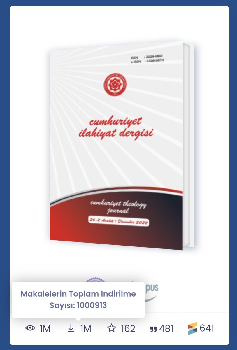 Dergimizdeki makalelerin toplam İNDİRİLME sayısı bugün itibariyle BİR MİLYON (1.000.000) sınırını aşmıştır.

Akademik yayıncılığın fedakar paydaşları olan editöryal ekibimize ve yayın kurulumuza, yazarlarımıza ve siz okuyucularımıza teşekkürlerimizle...

cuid.cumhuriyet.edu.tr/tr/