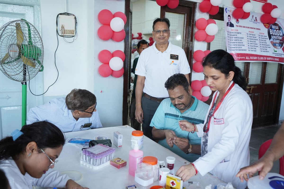Rotary3110's tweet photo. Snippets from Late PDG Vivek Garg Ji Blood Donation Carnival organised by all Rotary Clubs of Kanpur &amp; Unnao on 2nd October.

This Carnival is being organised by various Rotary Clubs across RD 3110 from 2nd Oct - 15th Oct.

Connect with your Rotary Clubs to Save Lives https://t.co/lYxNeVeong