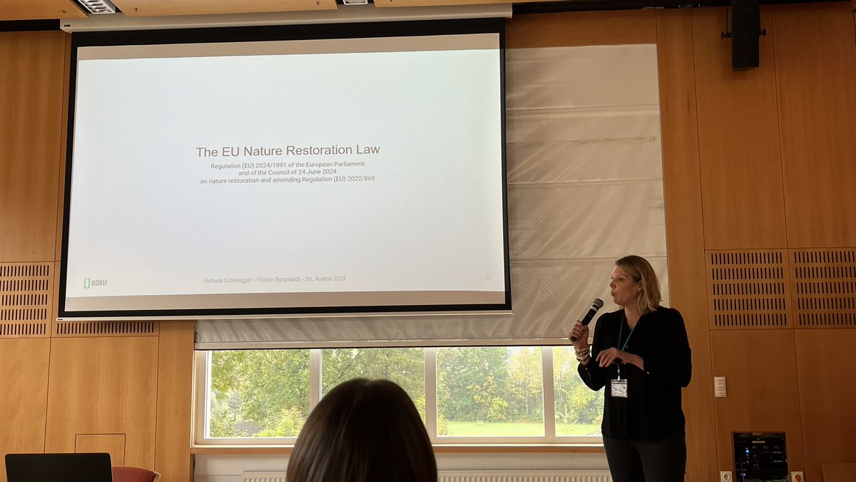 kainz_lab's tweet photo. @RSchinegger and Florian Borgwald giving a conceptual overview on the European Restoration Law with particular emphasis on water at the annual @AustriaSil meeting in Salzburg https://t.co/uUZ0jr55ll