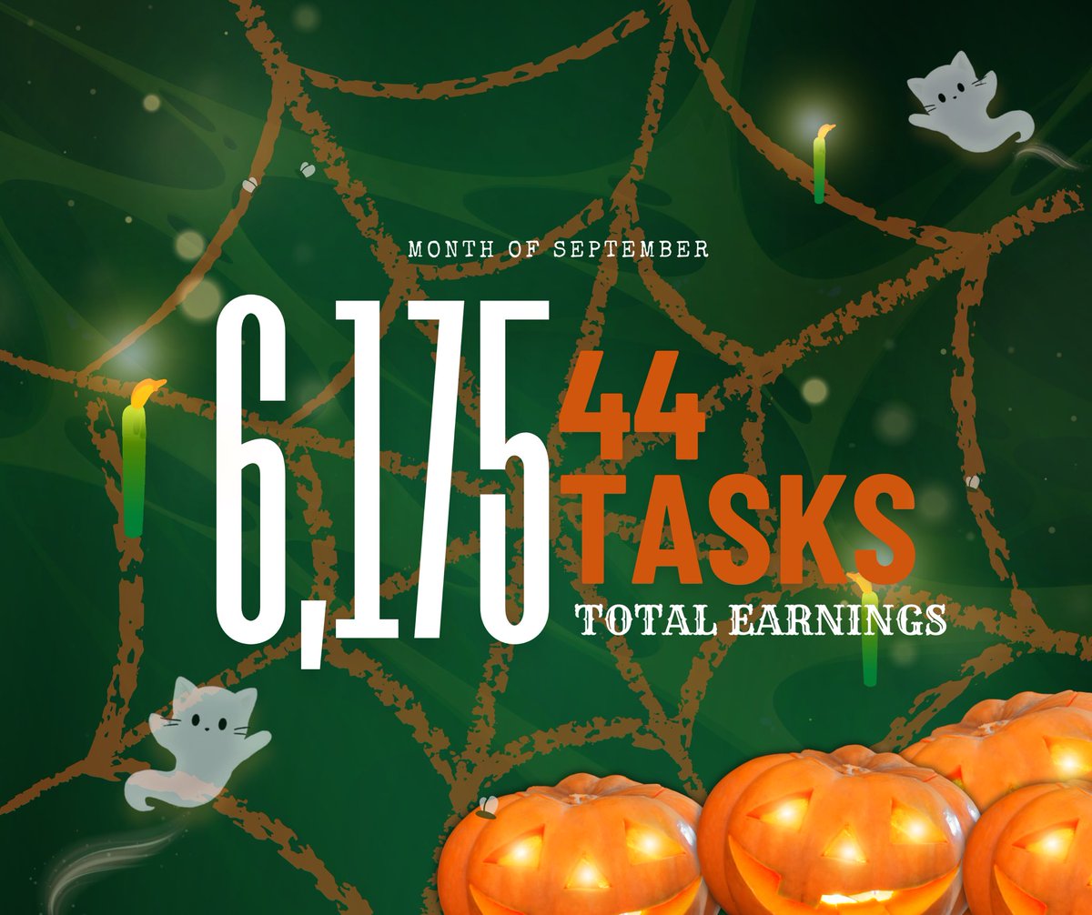 “𝙷𝚎𝚕𝚕𝚘, 𝙾𝚌𝚝𝚘𝚋𝚎𝚛.”

⋆｡°✩🎃✩°｡⋆

This has been our highest income yet, with the most tasks gained. Hoping that we venture into heavier tasks this October.

Thank you, clients and co commissioners, for making our September.