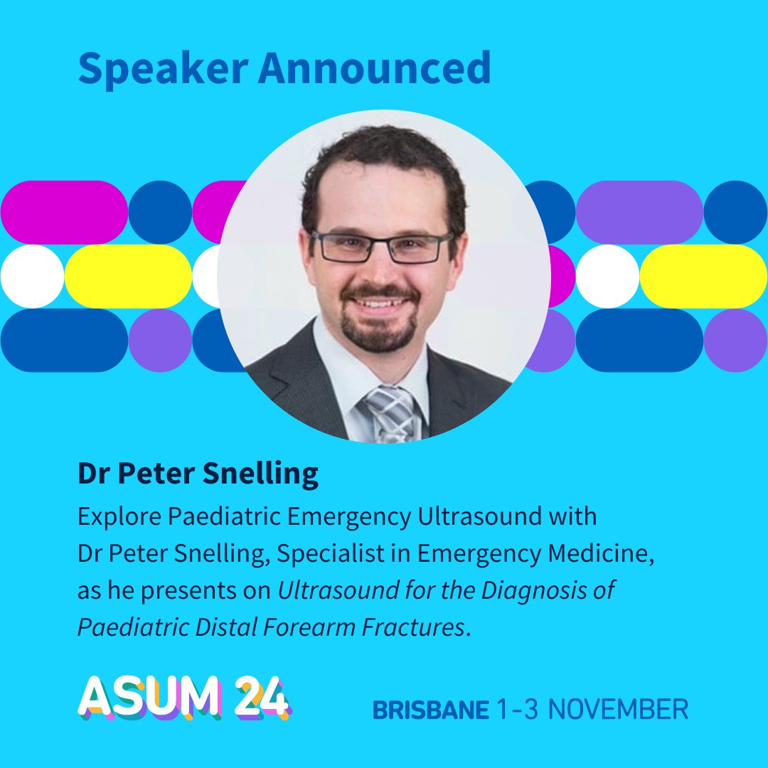 We’re pleased to announce Dr Peter Snelling, Specialist in Emergency Medicine, will speak at #ASUM24! Join his session on Ultrasound for Paediatric Distal Forearm Fractures on 2 Nov. Expand your Paediatric Emergency Ultrasound knowledge – register today asum.eventsair.com/asum-24/