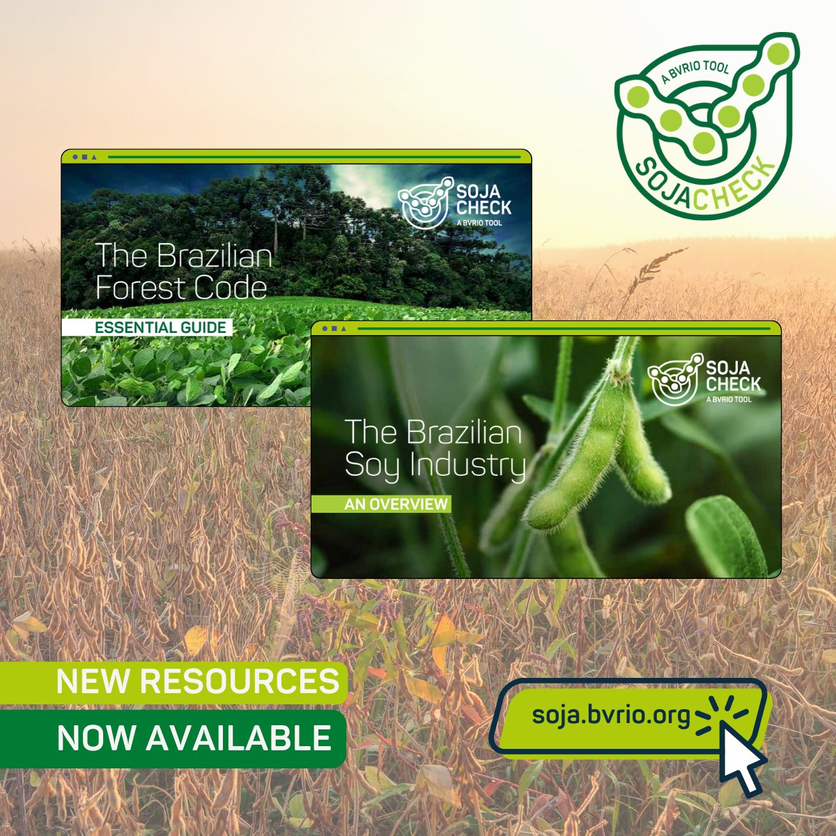The SojaCheck website now has two new factsheets available for download to help soy buyers and stakeholders better understand responsible soy production in Brazil. 

soja.bvrio.org/resources

#sustainableagriculture #soy #soja #sustainability #duediligence