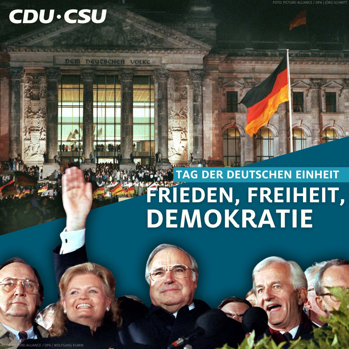 Am 3. Oktober feiern wir die historische Leistung der Wiedervereinigung. Sie war mehr als ein politischer Akt – sie war der Beginn eines neuen Kapitels für Millionen von Menschen in Ost und West. 

Die #Wiedervereinigung erinnert uns immer wieder daran, wie wichtig die Werte