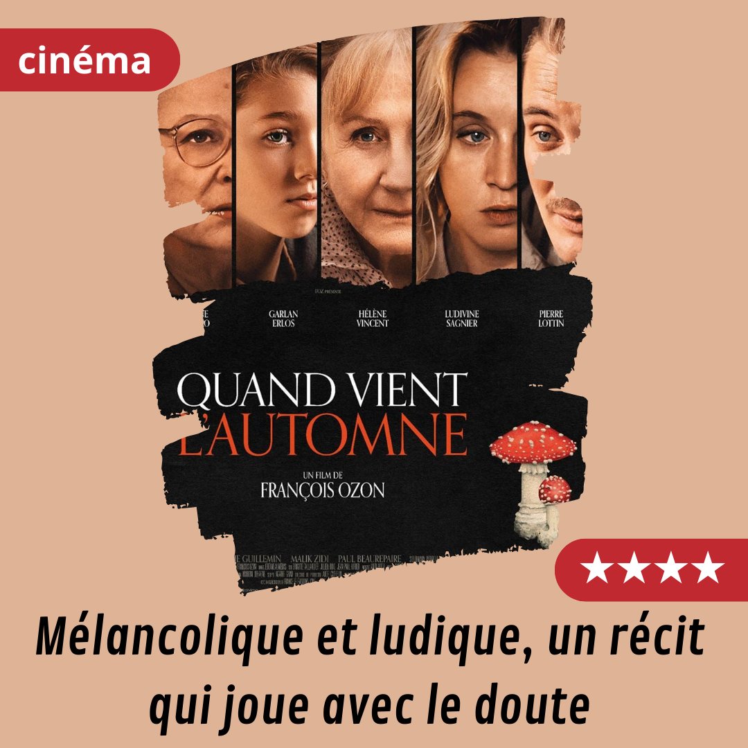Quand vient l'automne : mélancolique et ludique, un récit qui joue avec le doute.
#QuandVientlAutomne 
Ma #critique sur mon blog. #cinema 
cinemadevincent.blogspot.com/2024/10/quand-…