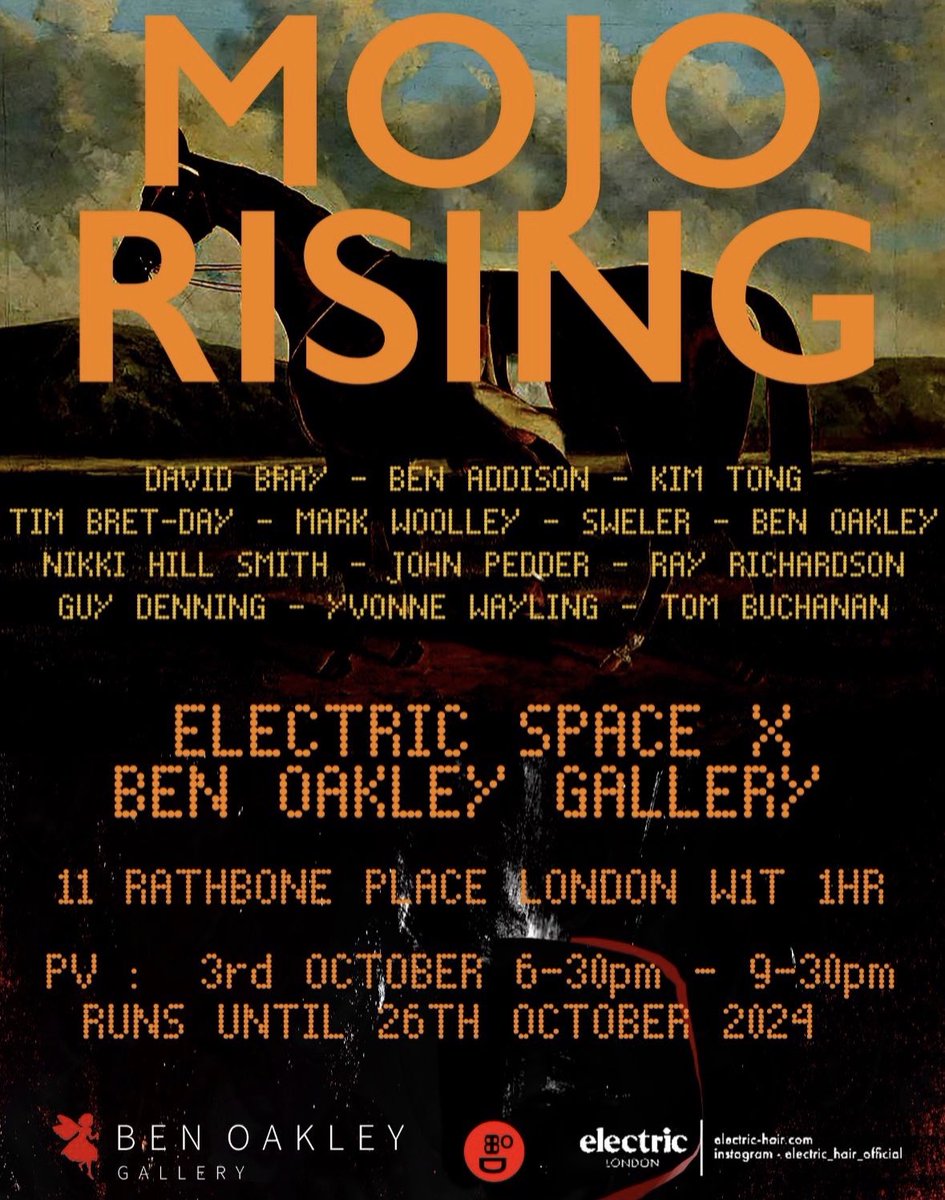 thebenoakley's tweet image. Tonight #mojorising 13 UK &amp;amp; International Artists in whats being hailed by the Ldn Art Critics as a stunning warm up to the @friezeofficial #anartfairinitsself 
Wonderfully Curated by @benoakleygallery_ @electricSpace #london #11 Rathboneplace what used to be the home of #Banksy