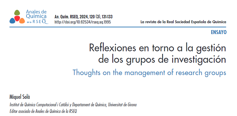 RSEQ (@rsequimica) on Twitter photo 📙Ensayo <a href="/analesdequimica/">analesdequímica</a>
Reflexiones en torno a la gestión de los grupos de investigación
👨🔬Miquel Solà
doi.org/10.62534/rseq.…
➡️acortar.link/pV8W9K 📙Ensayo <a href="/analesdequimica/">analesdequímica</a>
Reflexiones en torno a la gestión de los grupos de investigación
👨🔬Miquel Solà
doi.org/10.62534/rseq.…
➡️acortar.link/pV8W9K