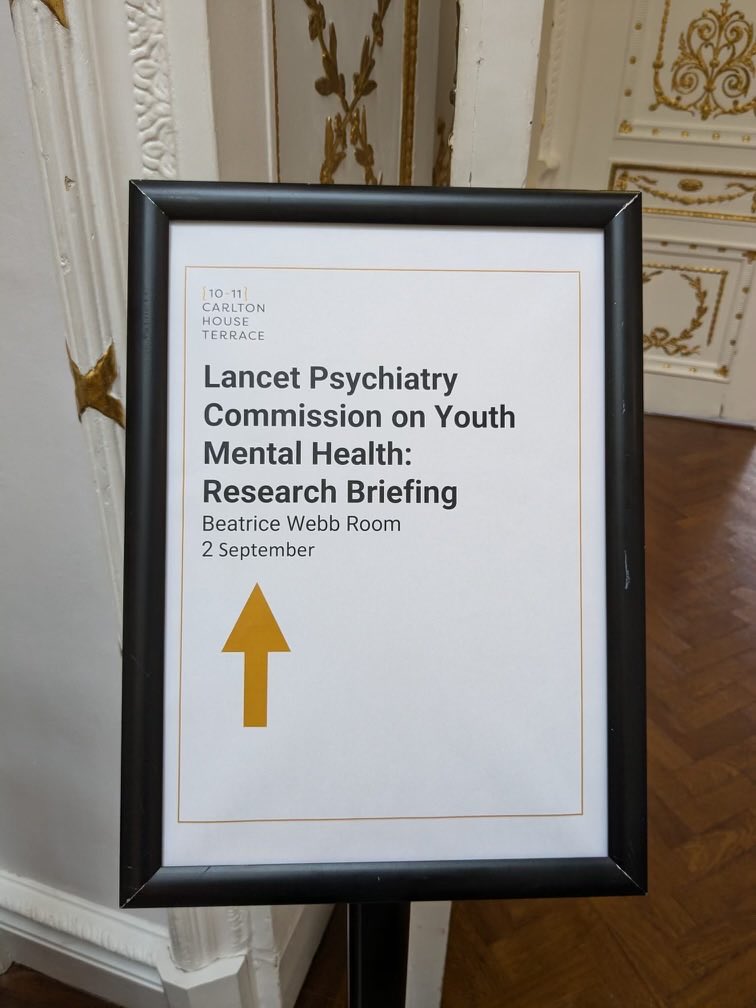 PatMcGorry's tweet photo. Deep appreciation to Lancet Psychiatry ⁦@TheLancet⁩ ⁦@prudencetrust⁩ for a highly impactful launch of Lancet Commission on youth MH ⁦@BritishAcademy_⁩ Great engagement from new UK government ⁦⁦@Keir_Starmer⁩ ⁦@campbellclaret⁩ ⁦@YoungMindsUK⁩ https://t.co/R7DIhegcxj