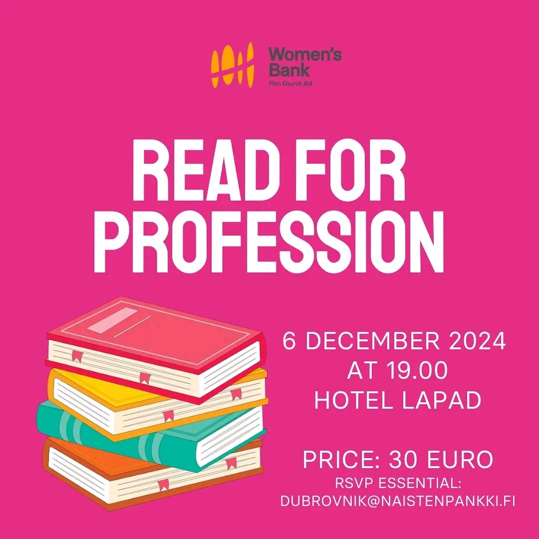 WDubrovnik's tweet photo. #ReadForProfession 6.12.2024 Hotel Lapad, Dubrovnik. 
Tickets 30 € including program, light dinner and sparkling for Independence Day of Finland. 
Tickets dubrovnik@naistenpankki.fi 
Writer Anna-Riikka Carlson and music by Sampo Hiukkanen. 
#WomensBank #Dubrovnik 
See you! https://t.co/ZUqnNlO1Yd
