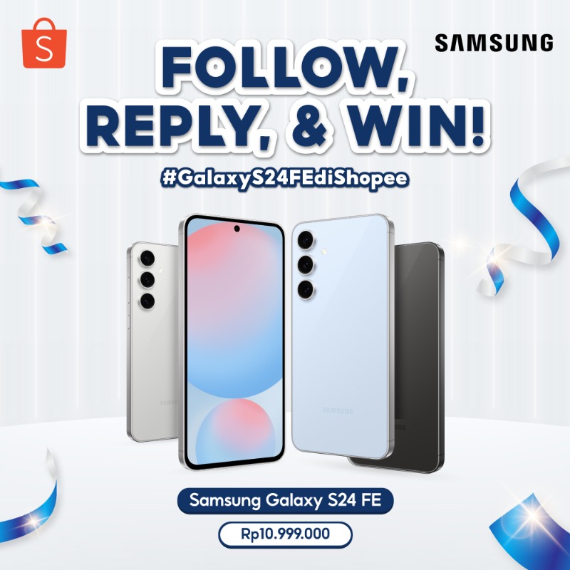 ShopeeID's tweet photo. ✨ GIVEAWAY SAMSUNG GALAXY S24 FE ✨

Hari ini mimin &amp; Samsung punya S24 FE senilai 10JT++

Caranya:
- FOLLOW @ShopeeID
- RT tweet ini
- Klik banner di bawah
- REPLY "Mau coba Galaxy AI Photo Assist pake Galaxy S24 FE di Galaxy Fest 4-13 Oktober #GalaxyS24FEdiShopee"

GOOD LUCK!