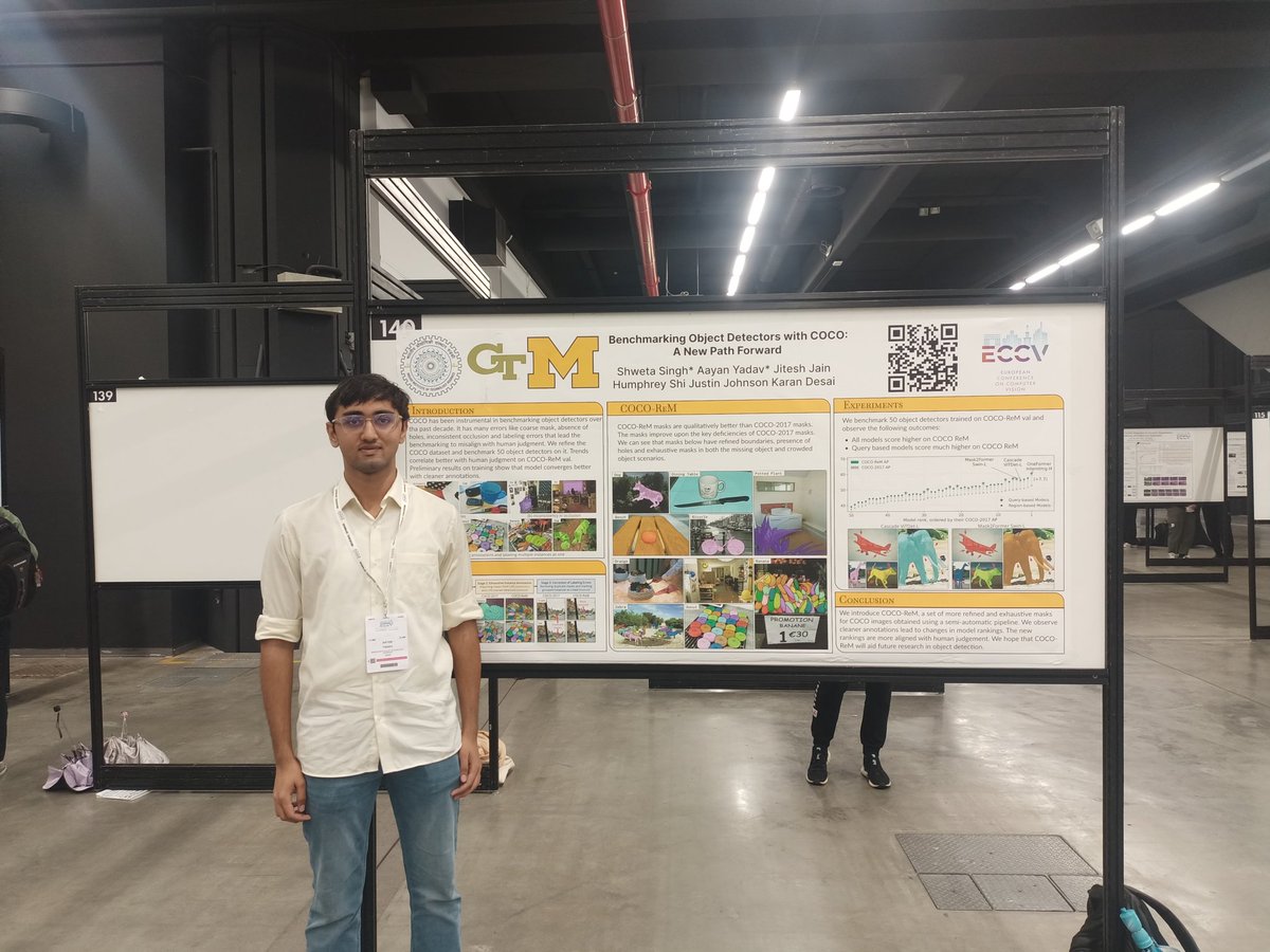 ionydv's tweet photo. Had an excellent time presenting our paper at #ECCV2024. 
Thanks to all the kind people who took interest. 
A special thanks to my co authors who made everything possible @ShwetaSingh952 @praeclarumjj @humphrey_shi @jcjohnss @kdexd 

Data, Code, Paper on https://t.co/MGSZuxutmT https://t.co/hTBYfIoacr