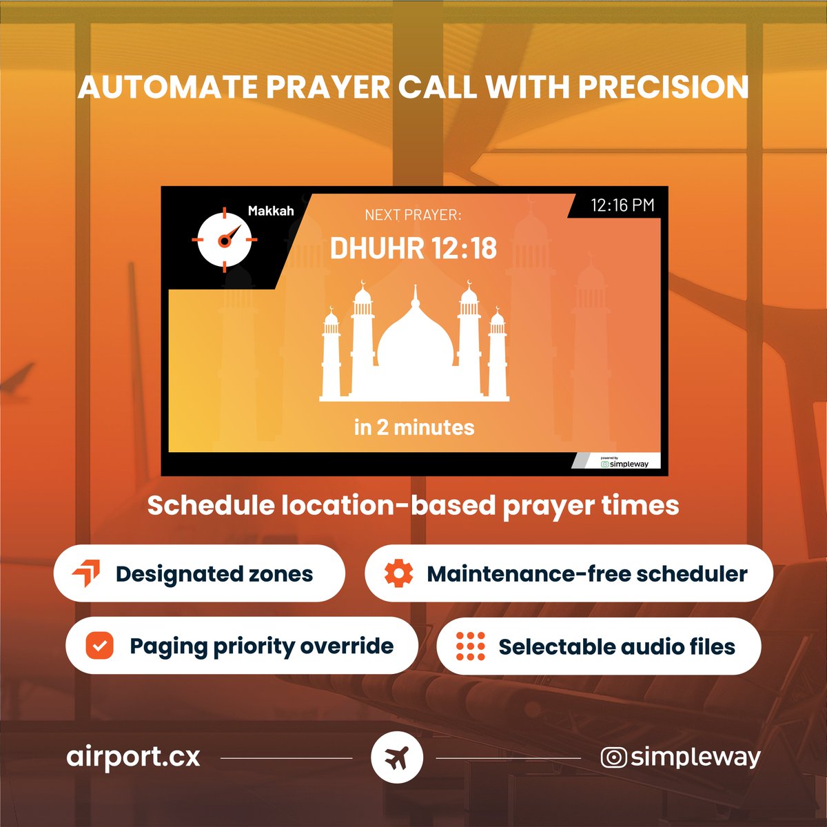 🕌 At Simpleway, we're committed to making the passenger experience as seamless and inclusive as possible. Our latest update is a reflection of this dedication — the integration of Prayer Call functionality, tailored to meet the needs of Muslim travelers around the globe.

This