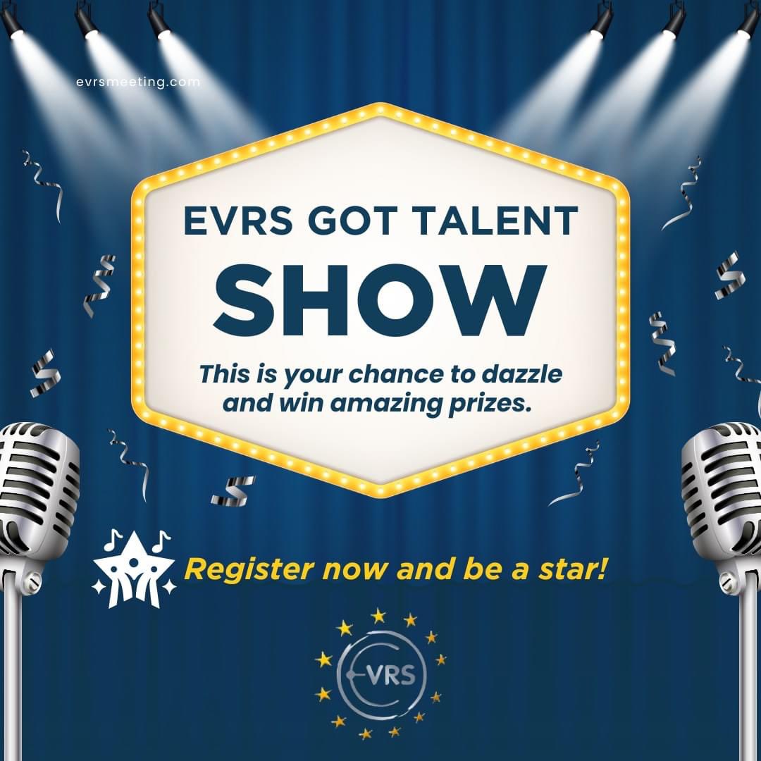 💫 Step into the spotlight at EVRS Got Talent!  
Are you a singer, dancer, comedian, or magician? 
 This is your chance to impress fellow attendees and win exciting prizes. Start practicing and get ready to show off your talent!

🔗 Register now! 

#EVRS2024 #EVRSGotTalent