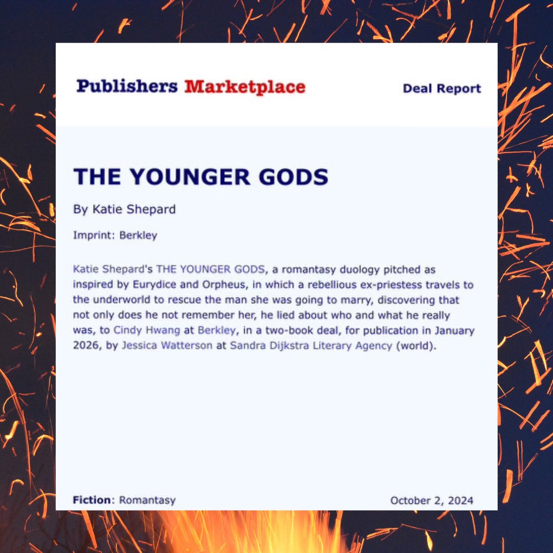 ✨ I wrote a romantasy! ✨ 

I’ve been sitting on this news for months and I’m so excited to finally be able to announce THE YOUNGER GODS, the first book in a new duology set to publish with Berkley in January 2026!! 

This is truly the dream of a lifetime. 😭😍