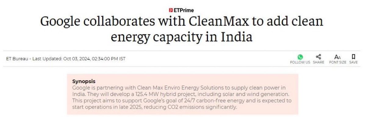 im_gani18's tweet photo. Great Initiative from Google
This is definitely going to be amazing for us too!!
It will add clean energy capacity in India!!
#GoogleCleanMaxCollab https://t.co/AEX5AoVCpP