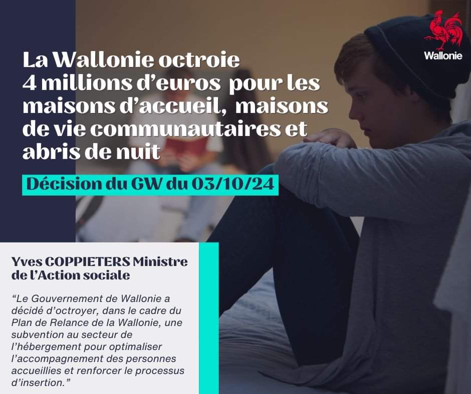 📢 Le Gouvernement de Wallonie renforce son soutien aux structures sociales avec 4️⃣ millions d’euros pour accompagner les bénéficiaires vers un logement durable, dans le cadre du Plan de Relance. 
#Solidarité #ActionSociale #PlanDeRelance #NonMarchand