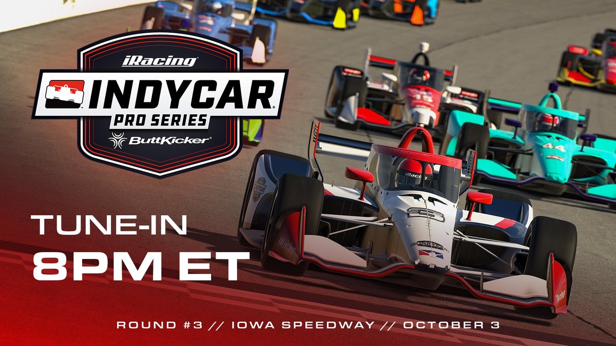 The INDYCAR ButtKicker iRacing Pro Series takes on its first oval of the 2024 season tonight—Iowa Speedway!

Watch it LIVE starting at 8pm ET: youtube.com/watch?v=jvdnlw…

Details: iracing.com/indycar-buttki…

<a href="/IndyCar/">NTT INDYCAR SERIES</a> | <a href="/TheButtKicker/">The ButtKicker</a>