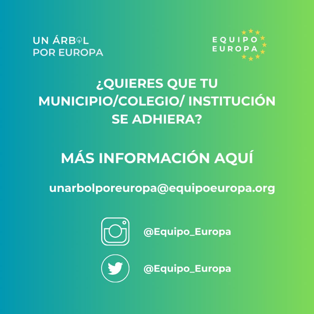 ¡Vuelve #UnÁrbolporEuropa! 🌳🇪🇺

Lanzamos la 6º edición de esta campaña que lleva plantados más de 55.000 árboles en 800 municipios. ¿Quieres que tu municipio o centro educativo participe?

¡Escríbenos! equipoeuropa.org/proyecto/un-ar…