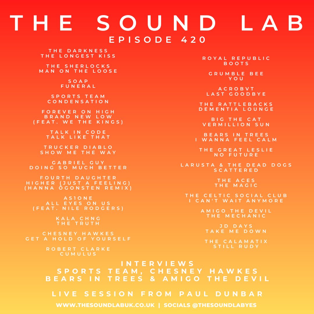 Talk In Code (@talkincodeband) on Twitter photo We are stoked to hear that fan favourite āTalk Like Thatā has been added to <a href="/TheSoundLabYES/">The Sound Lab</a> UK Syndicated Playlist this week! Weāre in great company!
<a href="/RegentStRecords/">Regent Street Records</a> <a href="/HorusMusic/">Horus Music</a> <a href="/PhoenixMusicInt/">Phoenix Music International</a> We are stoked to hear that fan favourite āTalk Like Thatā has been added to <a href="/TheSoundLabYES/">The Sound Lab</a> UK Syndicated Playlist this week! Weāre in great company!
<a href="/RegentStRecords/">Regent Street Records</a> <a href="/HorusMusic/">Horus Music</a> <a href="/PhoenixMusicInt/">Phoenix Music International</a>