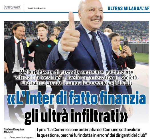 Fabio_Wallys's tweet photo. TuttoSport 3 Ottobre 2024
I PM" La Commissione Antimafia del Comune sottovaluto' la questione, perche' fu 'indotta in errore' dai dirigenti del club. https://t.co/EtVllC8y7Q