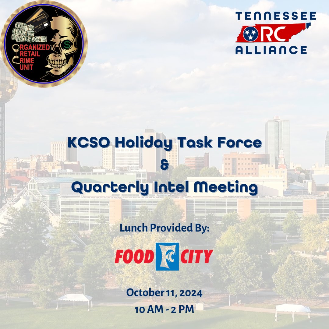 tennorca's tweet photo. Our quarterly intel meeting is next week!

Seats were limited, and the event is now full. If you signed up for the event but cannot attend, please reach out so we can contact our waitlist.

See you all next week!

#TNORCA #OrganizedRetailCrime #ORC https://t.co/gBfM4nMdK3