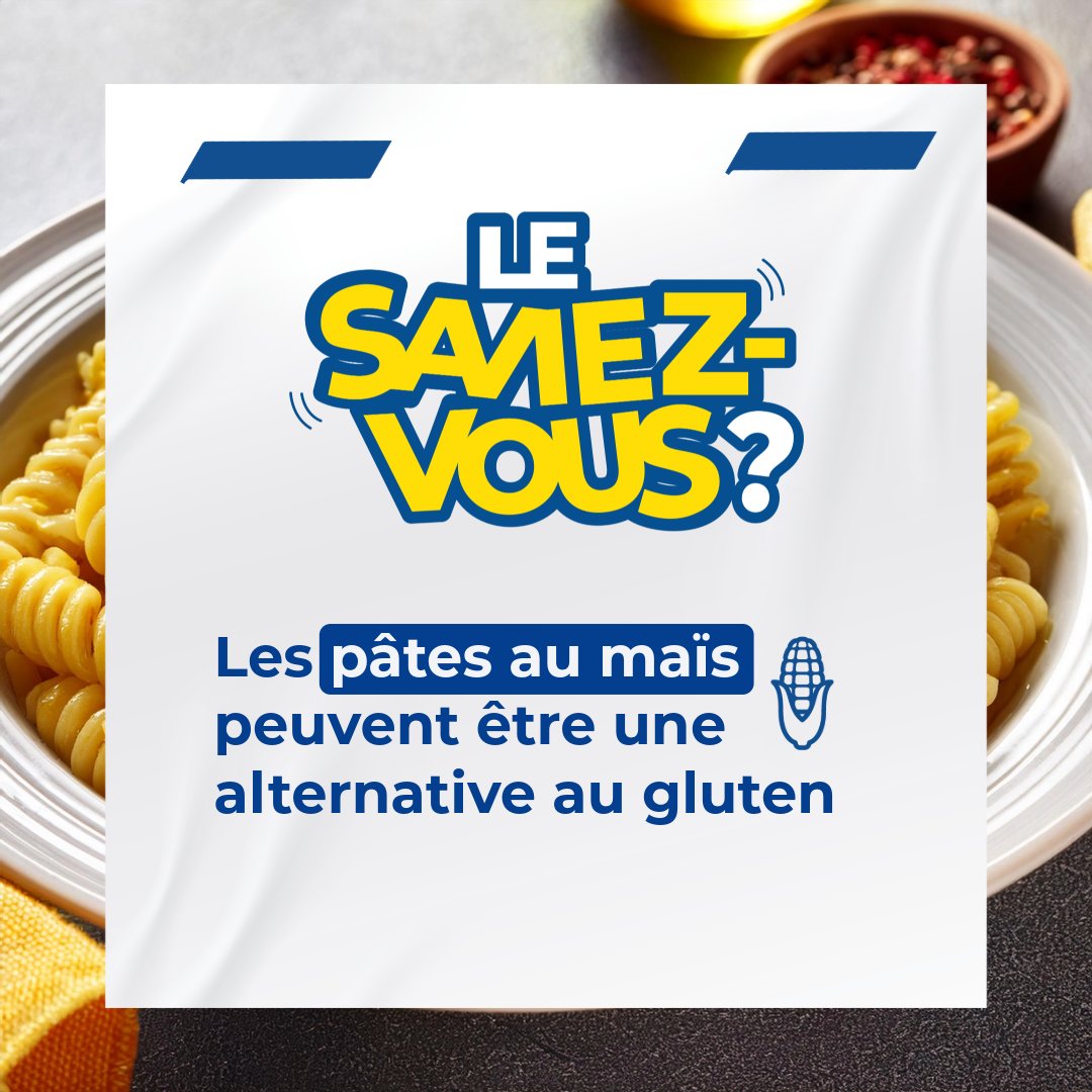 Les pâtes au 🌽 sont parfaites pour s'adapter au régime sans gluten
✅ Meilleure alternative aux pâtes au blé
✅ Légèreté digestive

Le #maïs n'est pas bénéfique qu'aux vaches ! 🐄😉

#JournéeMondialedesPâtes #sansgluten #cornLover