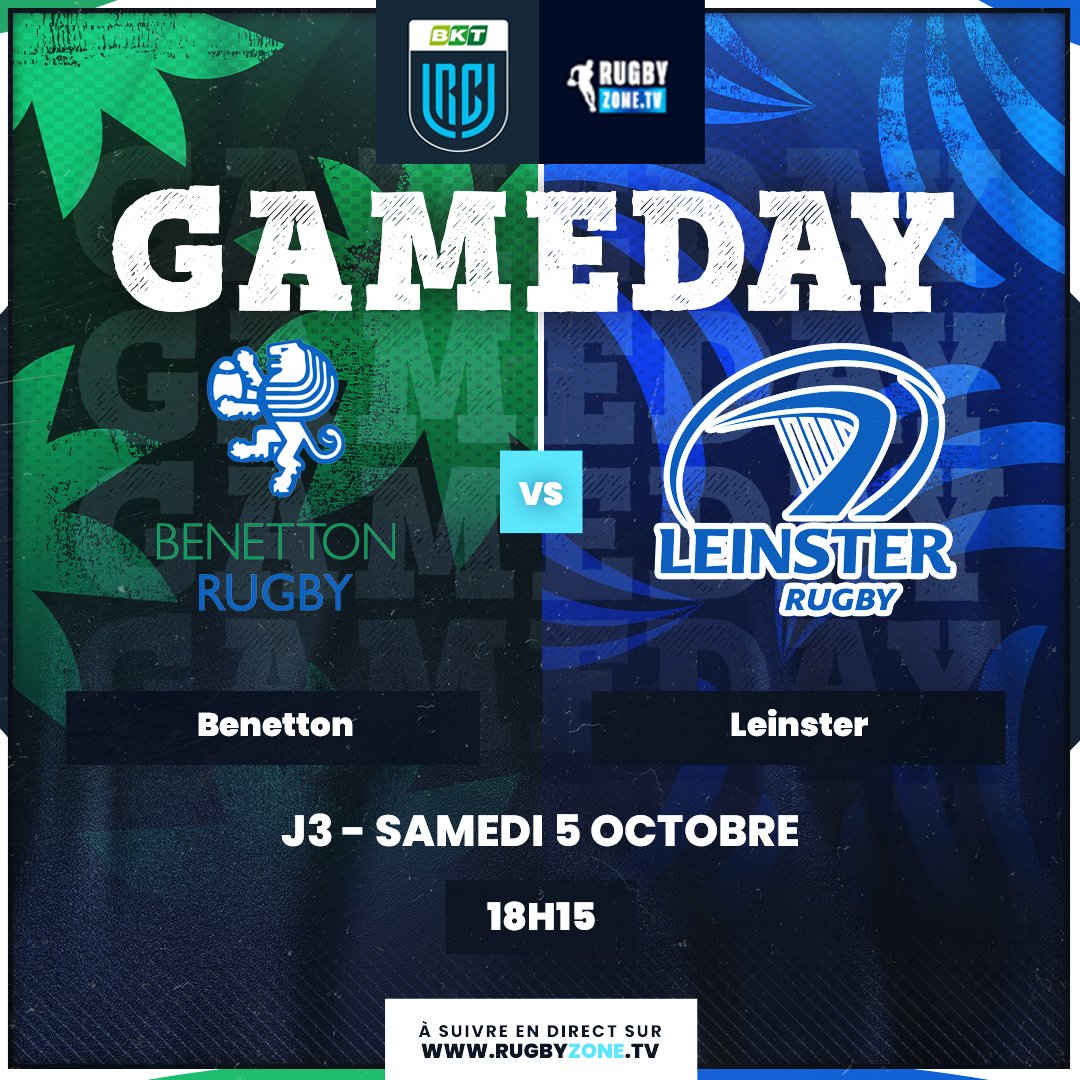 💥 𝘽𝙀𝙉𝙀𝙏𝙏𝙊𝙉 🆚 𝙇𝙀𝙄𝙉𝙎𝙏𝙀𝙍
🔥 L'ogre du Leinster et son armada d'internationaux irlandais est en déplacement à Trevise pour y affronter le Benetton !
💻 Coup d'envoi en direct samedi à 18h15 sur bit.ly/URC-BENvLEI

#BKTURC #rugby