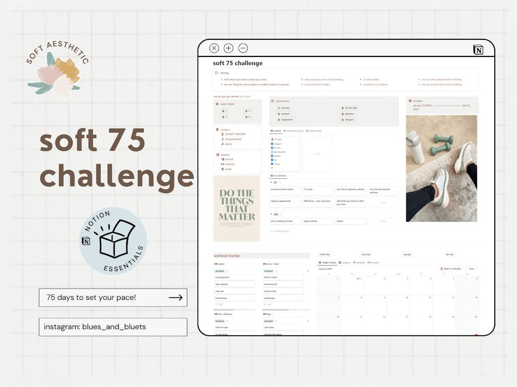 NotionInsider's tweet photo. ❤︎ Templates We Love

soft 75 challenge by Angel Anna Babu 

With this template, you can: 
• Build sustainable healthy routines. 
• Personalize your wellness journey.
• Track progress over 75 days. https://t.co/2zdCalPn7P
