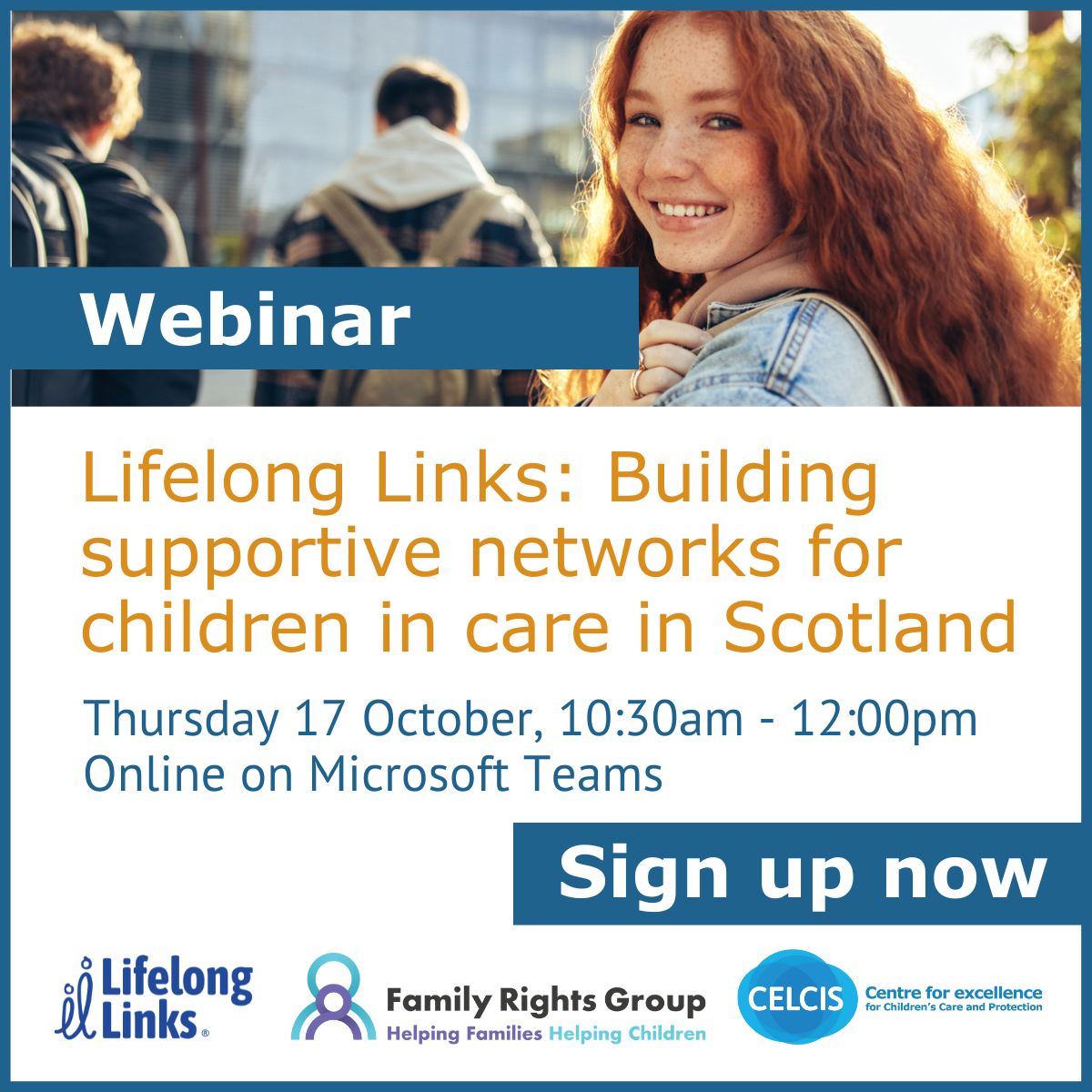 Find out more about the <a href="/FamilyRightsGp/">Family Rights Group</a> trial of Lifelong Links in Scotland, which supports care experienced children and young people to build lasting relationships. Join us on Thursday 17 October from 10:30am – 12:00pm – book your place now: buff.ly/3TRHfk8