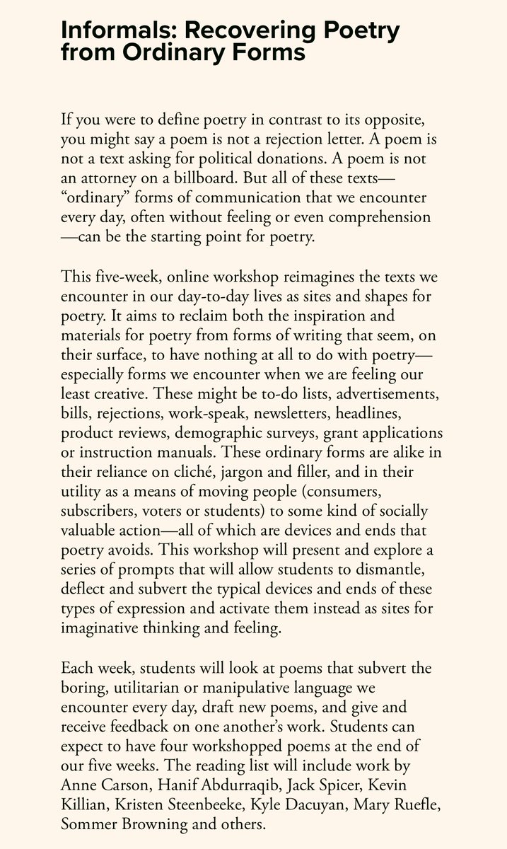 “i want to be / at least as alive as the vulgar” -frank o’hara

new <a href="/BrooklynPoets/">Brooklyn Poets</a> workshop

brooklynpoets.org/workshop/p/inf…