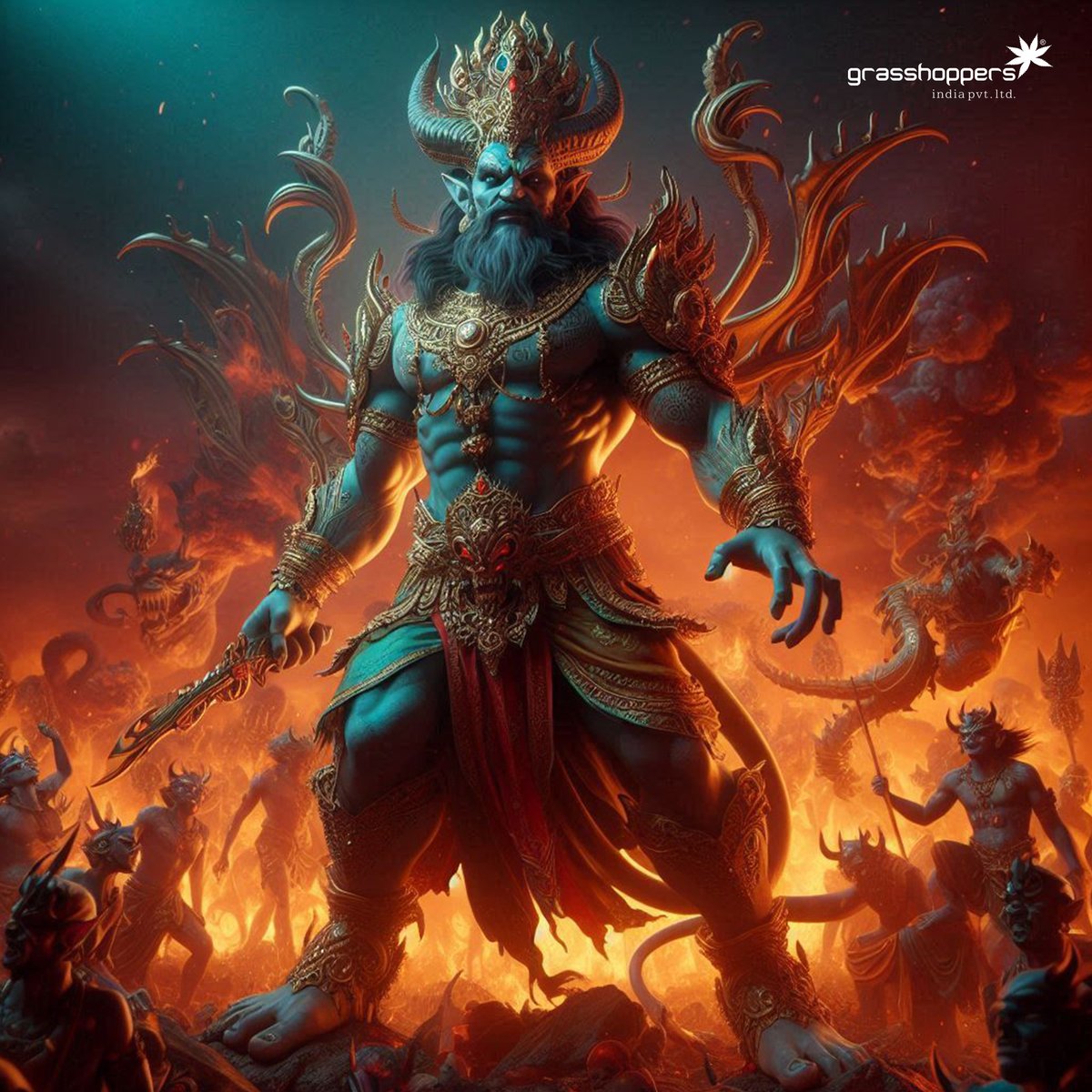 GrasshoppersAd_'s tweet photo. The Demon god. The monarch of paatal lok in all his viciousness. 👹

 #durgapuja #DurgaPuja2024 #durgamaa #grasshoppersindia #Navaratri #Navratri2024 https://t.co/JSFd4x7LHi