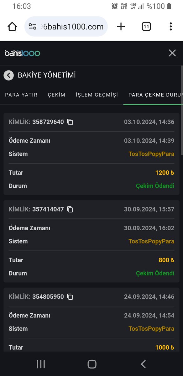 bahis1000den 1200 tl 3 dkda popypara  hesabima aktarilmistir tesekurler #bahis1000