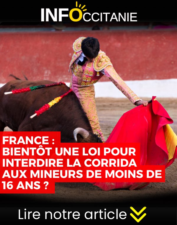 infoccitanie's tweet photo. #France : bientôt une loi pour interdire la #corrida aux mineurs de moins de 16 ans ? @Anticorrida ⤵️ https://t.co/0IEFkyYx5j https://t.co/4FS9Q0EC9C