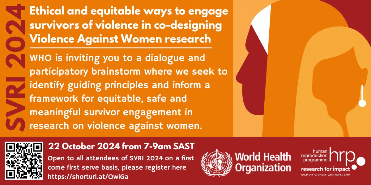 Avni Amin (@avninamin) on Twitter photo @TheSVRI forum 2024? Please join <a href="/WHO/">World Health Organization (WHO)</a> <a href="/HRPresearch/">HRP</a> for a brainstorm on engaging survivors in #VAW research in safe & meaningful ways. 22 October - 7-9 am SAST Please register: link in the flyer! <a href="/NNVAWInt/">NNVAWInt</a> <a href="/Prevent_Collab/">Prevention Collaborative</a> <a href="/WW2PreventVAWG/">What Works II</a> <a href="/COFEM_EVAW/">We Are COFEM</a> <a href="/VAWGRN/">VAWG Research Network</a> <a href="/DrLauraTarzia/">Prof Laura Tarzia</a> @theEQI @TheSVRI forum 2024? Please join <a href="/WHO/">World Health Organization (WHO)</a> <a href="/HRPresearch/">HRP</a> for a brainstorm on engaging survivors in #VAW research in safe & meaningful ways. 22 October - 7-9 am SAST Please register: link in the flyer! <a href="/NNVAWInt/">NNVAWInt</a> <a href="/Prevent_Collab/">Prevention Collaborative</a> <a href="/WW2PreventVAWG/">What Works II</a> <a href="/COFEM_EVAW/">We Are COFEM</a> <a href="/VAWGRN/">VAWG Research Network</a> <a href="/DrLauraTarzia/">Prof Laura Tarzia</a> @theEQI
