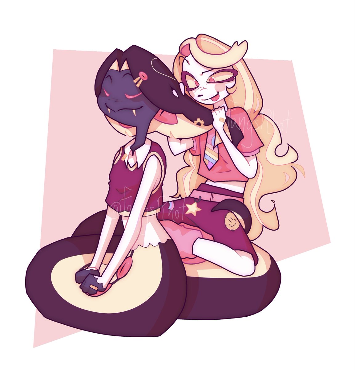 fangsRhot's tweet photo. Commission I just completed for @bubeafy !!!!!!!! It was super fun to draw this and Iโm so happy you like it ๐
#Commission #HazbinHotel #rainbowsnake #Pentlie #Pentious #CharlieMorningstar https://t.co/UFak4L9qyu