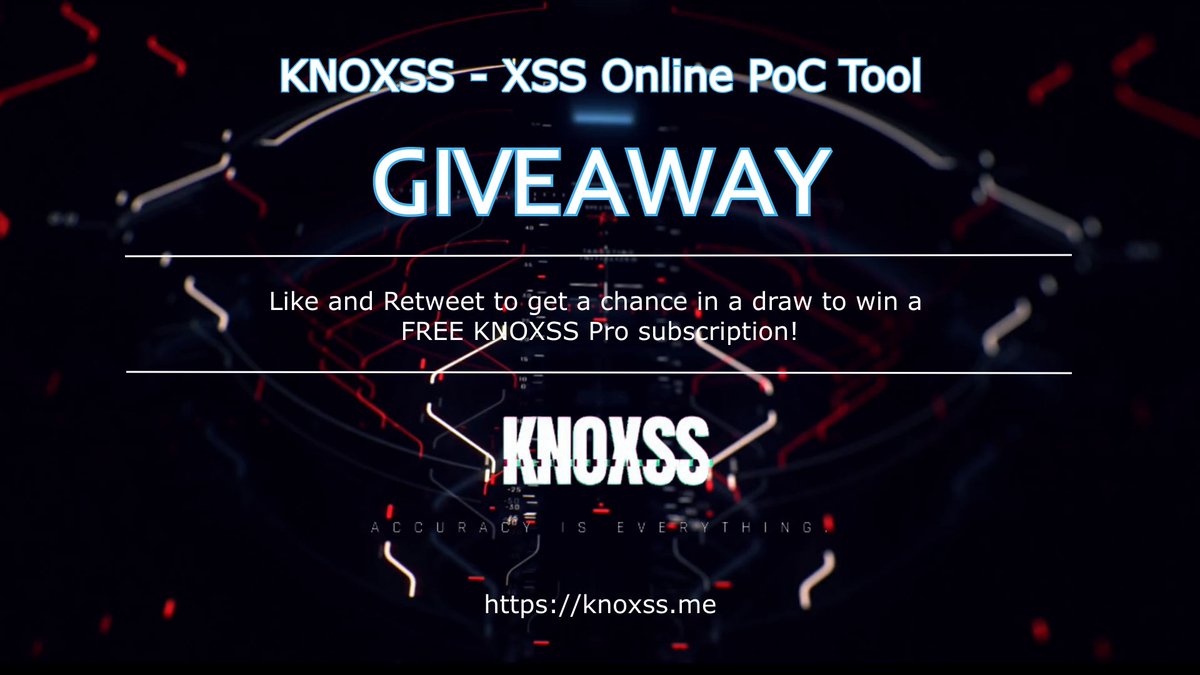 KN0X55's tweet image. 🚨 KNOXSS GIVEAWAY! 🚨
LIKE ♥️ and SHARE 📤 this to have a chance to win one of the following
🥇 1 Pro Sub 1-year
🥈 1 Pro Sub 6-months
🥉 1 Pro Sub 3-months
Winners of this draw will be announced on October 7th 2024, good luck! 😀🤞
#KNOXSS - The magic ✨ #XSS tool.