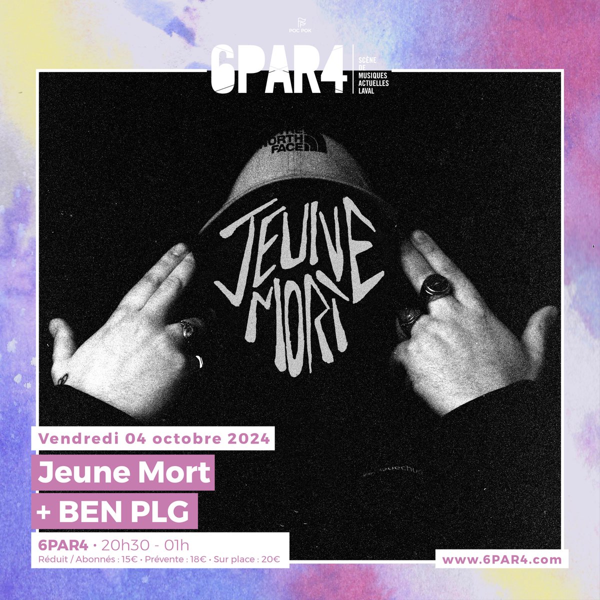 𝗢𝗻 𝘀𝗲 𝘃𝗼𝗶𝘁 𝗱𝗲𝗺𝗮𝗶𝗻 𝘀𝗼𝗶𝗿 𝗮𝘂 𝟲𝗣𝗔𝗥𝟰 ?

📅 Vendredi 4 octobre 2024
📍6PAR4
🕐 20h30 - 1h
➜ <a href="/BenPLG/">Ben</a> + <a href="/JeunemortBC/">JEUNE MORT</a> 

ℹ️ : bit.ly/47KhTKP
🎫 : bit.ly/3zCcAAs