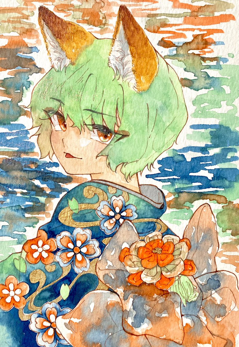 「If you see this, QRT your art and tag so」|水凍🦊BOOTH通販中7/18~きつね夏詣のイラスト