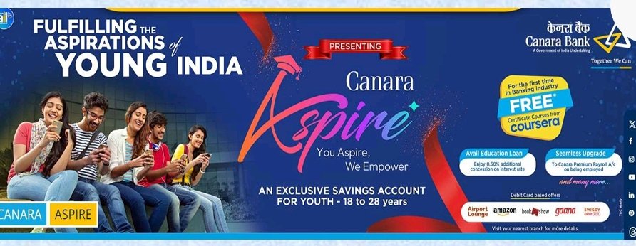 rajmanglam's tweet photo. @canarabank savings account with free @coursera certificates for youth. Open the account and get a free certificate along with free #Swiggy one membership, bookmyshow vouchers and much more.. https://t.co/gHJqvgAMjE