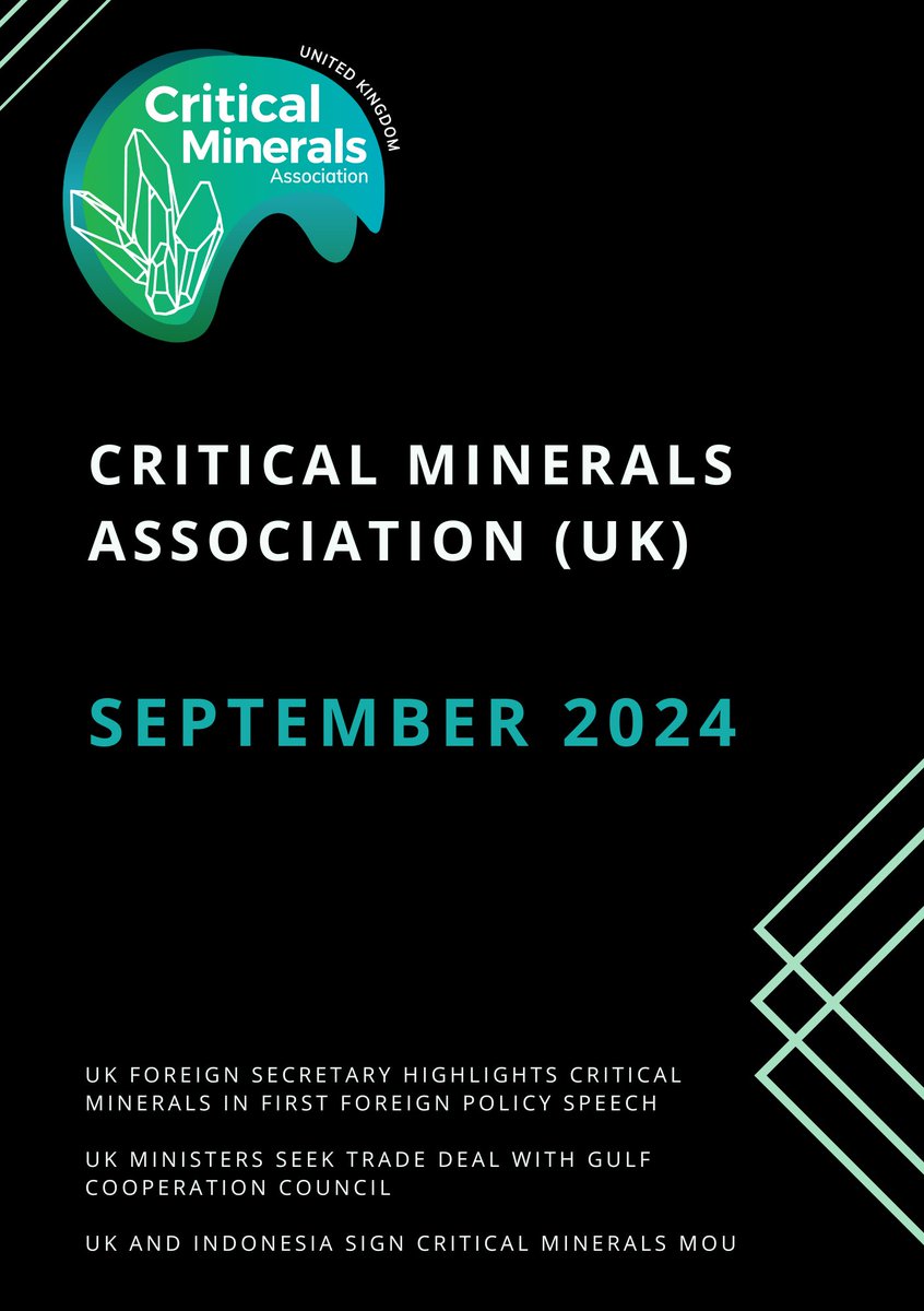 CMA_Minerals's tweet photo. 📰 Our September newsletter is here! Read on for political & industry developments such as the recent UK-Indonesia and U.S.-Norway MoUs on Critical Minerals, as well as details about past & upcoming events like our 4th Annual Conference: Breaking New Ground on 2 December... https://t.co/iRgN9P9abd