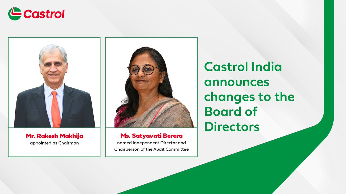Castrol India announced key leadership changes to its board of directors. Industry veteran Mr. Rakesh Makhija has taken on the role of Chairman, succeeding Mr. R. Gopalakrishnan. Along with this appointment, the board has also welcomed Ms Castrol India announced key leadership changes to its board of directors. Industry veteran Mr
